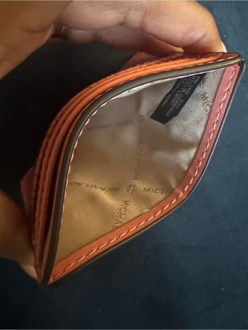 Michael Kors Coral Embossed Logo Card Holder - EUC